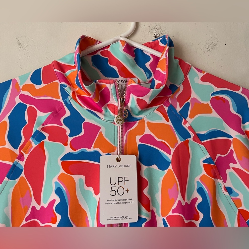 NWT Mary Square Half Zip  UPF 50+Saratoga Cool Waters Blue Athleisure Golf Top L - Picture 5 of 9
